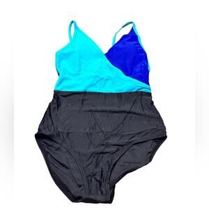Danga Bay One Piece Swimsuit Blue Colorblock size Medium